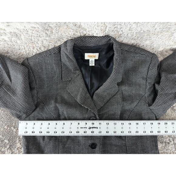 Talbots Size 12 Wool Career Notched Blazer Jacket Black/White Long Sleeve Button - Picture 6 of 9